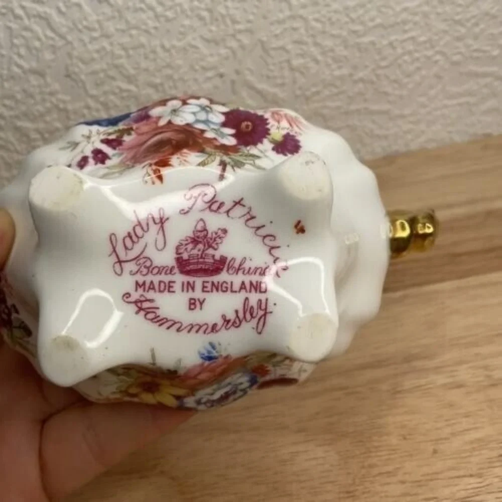VTG Hammersley Lady Patricia Gold Signed FHoward Creamer Milk Jug Sugar Bowl Set